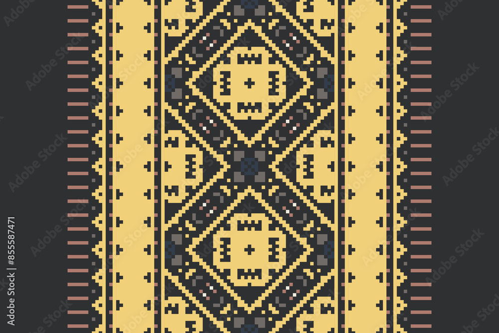 Folk embroidery cross stitch geometric floral pattern. Vector ethnic geometric floral shape seamless pattern. Folk floral embroidery pattern use for textile, home decoration elements, upholstery, etc. Folk embroidery cross stitch geometric floral pattern. Vector ethnic geometric floral shape seamless pattern. Folk floral embroidery pattern use for textile, home decoration elements, upholstery, etc.
