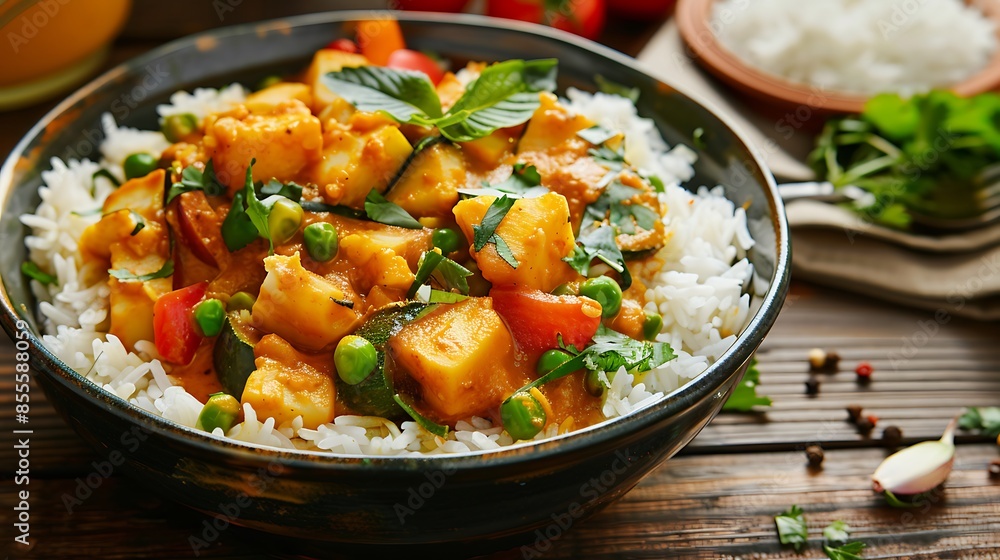 Vegetable masala curry mixed with rice Vegetable masala curry mixed with rice