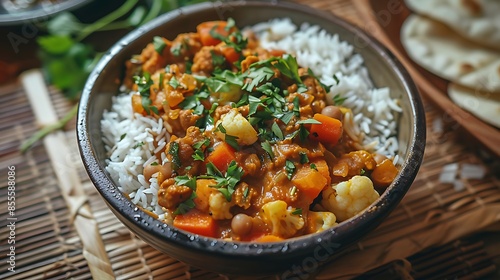 Vegetable masala curry mixed with rice