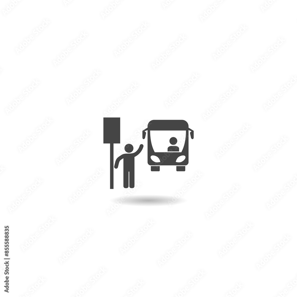 Bus station icon with shadow Bus station icon with shadow