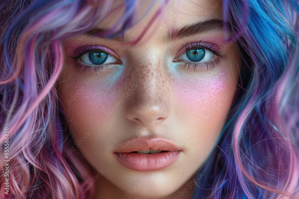 Portrait of a young model with lilac hair Portrait of a young model with lilac hair