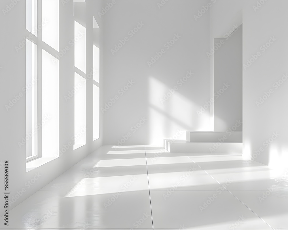 Obraz premium Pristine White Background with Soft Gradient Lighting for Clean Product Presentation Concept