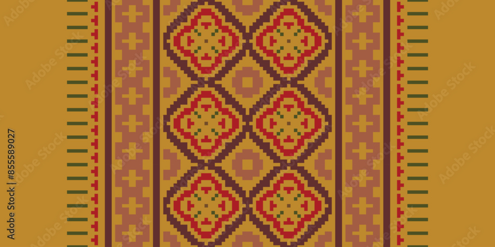 Folk embroidery cross stitch geometric floral pattern. Vector ethnic geometric floral shape seamless pattern. Folk floral embroidery pattern use for textile, home decoration elements, upholstery, etc. Folk embroidery cross stitch geometric floral pattern. Vector ethnic geometric floral shape seamless pattern. Folk floral embroidery pattern use for textile, home decoration elements, upholstery, etc.
