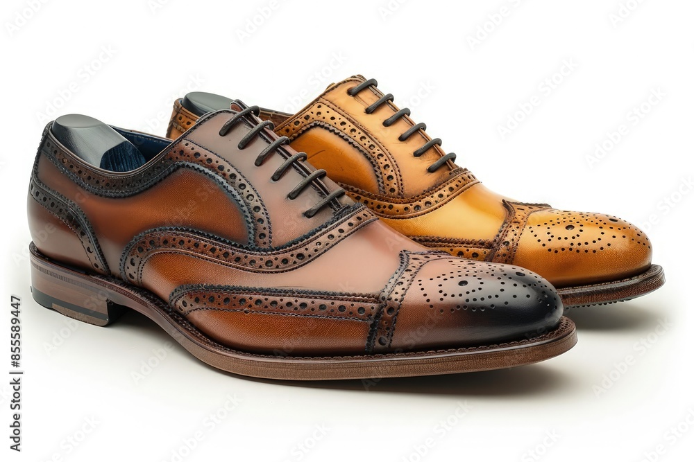 Mens classic leather handmade shoes on white background Mens classic leather handmade shoes on white background