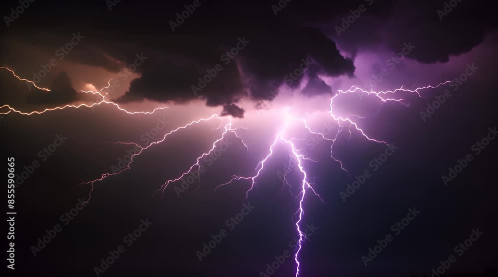 Thunderstorm Power: Flashing Lightning on Dark Background Thunderstorm Power: Flashing Lightning on Dark Background