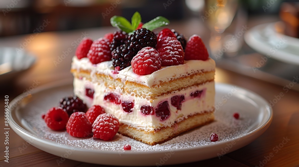 A modern Tres Leches cake, featuring innovative design and contemporary elements, sleek and stylish presentation, detailed decorations, hd quality, vivid style, sharp focus, bright lighting A modern Tres Leches cake, featuring innovative design and contemporary elements, sleek and stylish presentation, detailed decorations, hd quality, vivid style, sharp focus, bright lighting