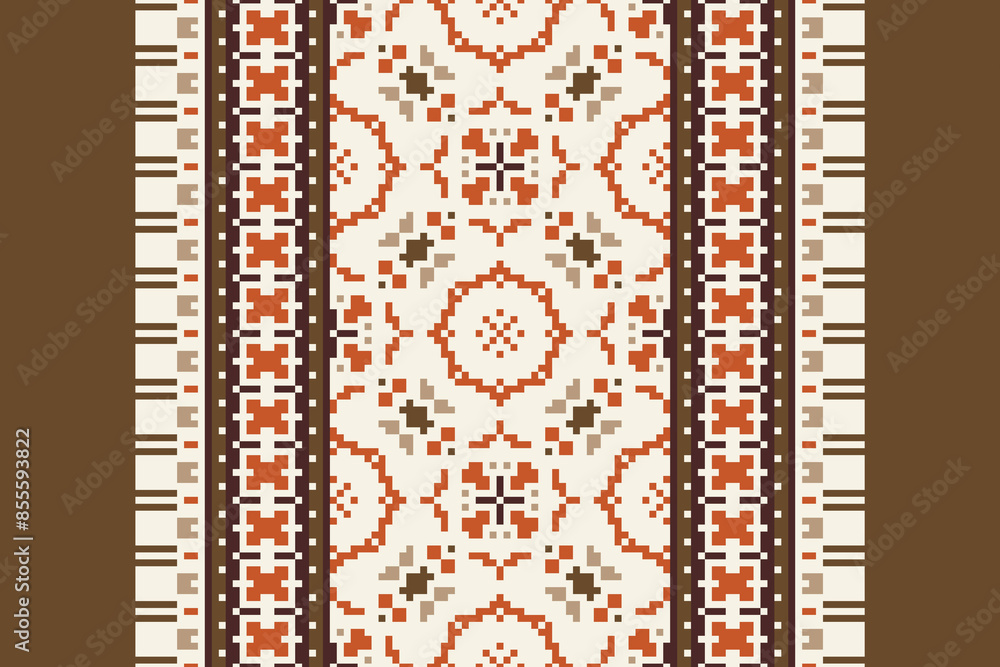 Beautiful traditional ethnic motifs ikat geometric fabric pattern cross stitch.Ikat embroidery Ethnic oriental Pixel.Abstract,vector,illustration. Texture,scarf,decoration,wallpaper,curtain,sarong. Beautiful traditional ethnic motifs ikat geometric fabric pattern cross stitch.Ikat embroidery Ethnic oriental Pixel.Abstract,vector,illustration. Texture,scarf,decoration,wallpaper,curtain,sarong.