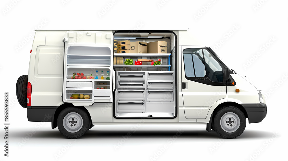 Fototapeta premium Refrigerator van isolated on white background vector image