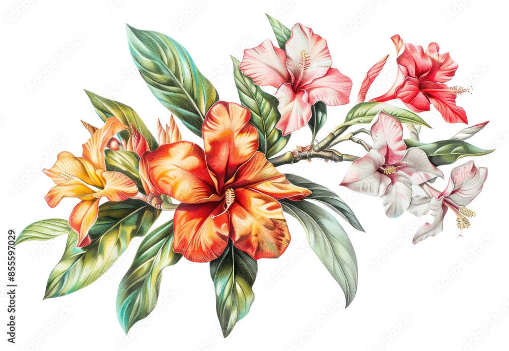 PNG Tropical flowers graphics blossom pattern. PNG Tropical flowers graphics blossom pattern.
