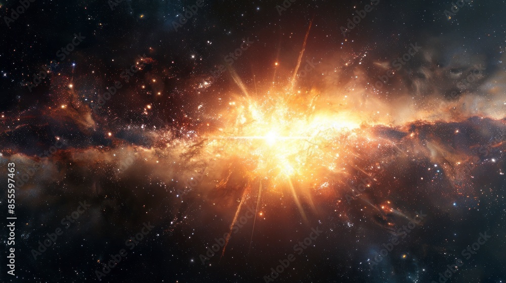 Fototapeta premium Nebula and starry sky in the vastness of the galaxy, celestial scene.
