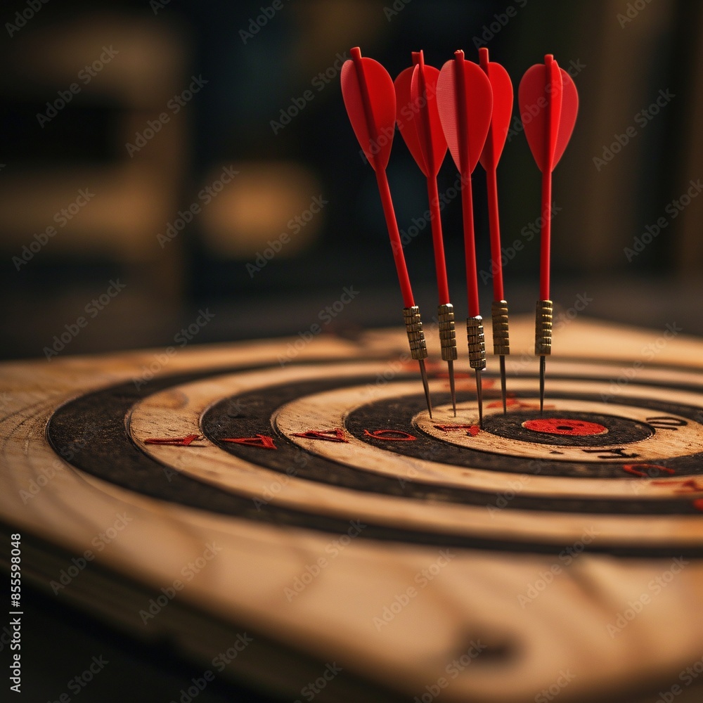 a dart board with arrows in the center