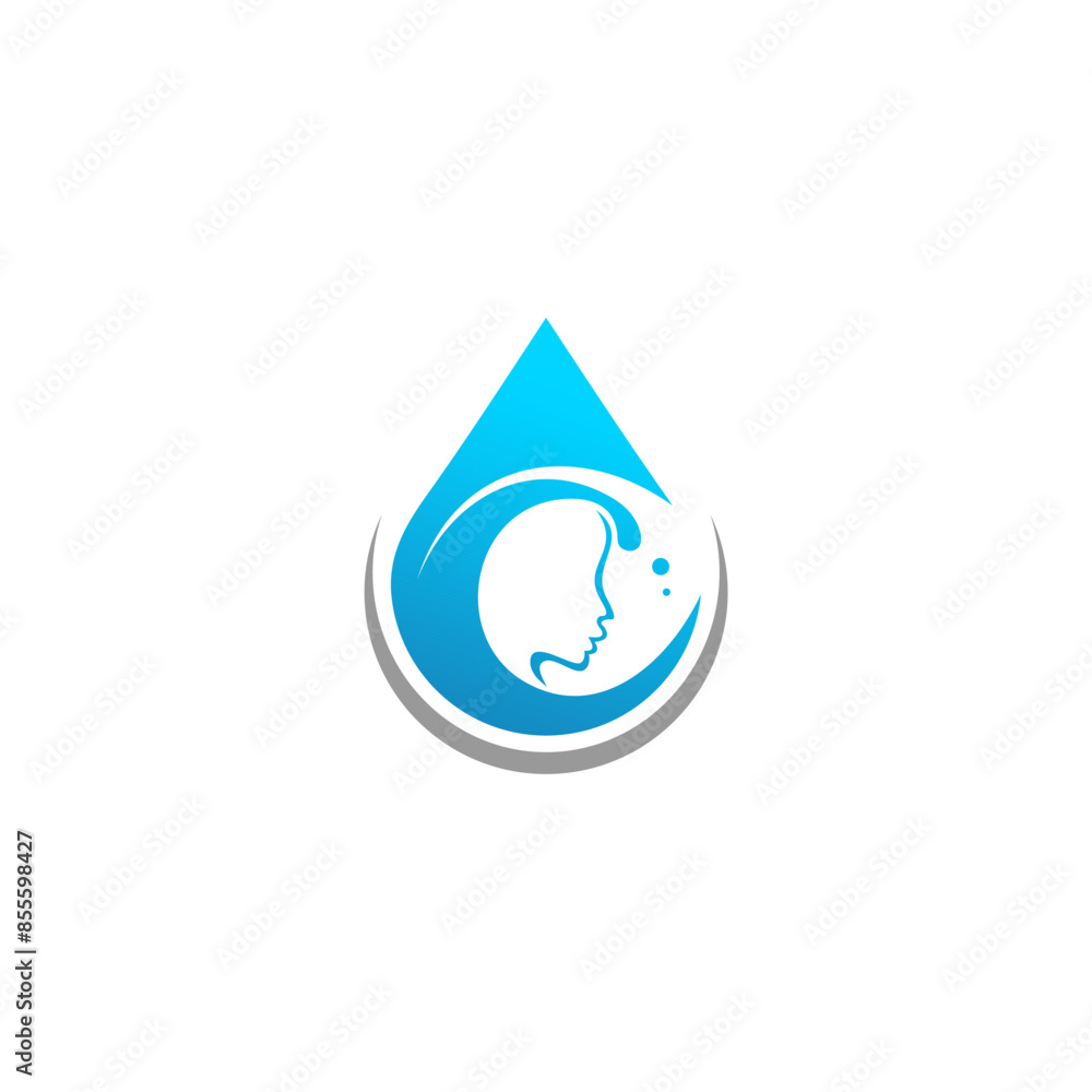 woman and hair logo design with creative drop concept woman and hair logo design with creative drop concept