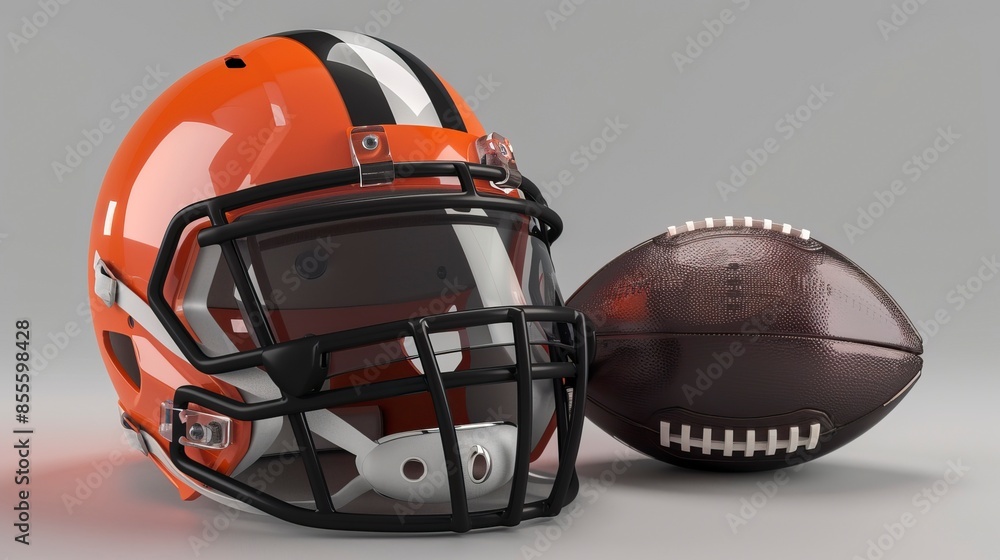 Fototapeta premium Helmet and american football ball 