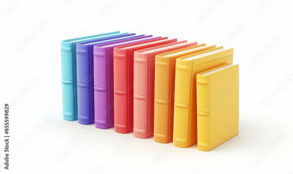 Plastic cartoon style 3D books isolated on white background Plastic cartoon style 3D books isolated on white background