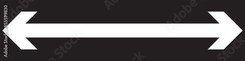Horizontal dual thin long straight double ended arrow. Contour isolated vector image on white background.