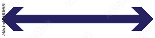 Horizontal dual thin long straight double ended arrow. Contour isolated vector image on white background.