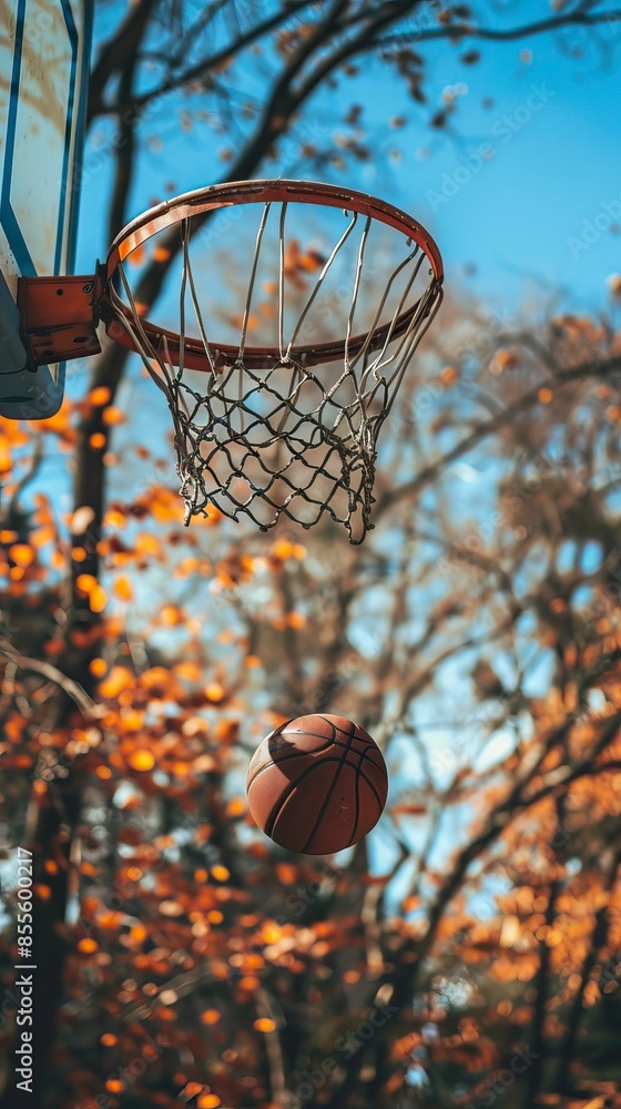 Scoring during a basketball game ball in hoop, basketball drawing Scoring during a basketball game ball in hoop, basketball drawing