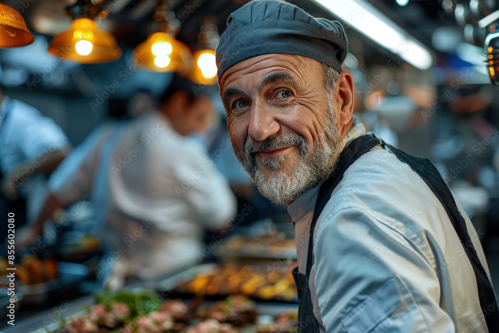 Chef in a Bustling Evening Kitchen Chef in a Bustling Evening Kitchen