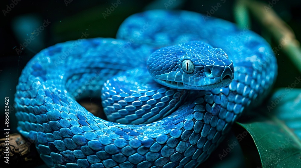 Fototapeta premium Slither blue snake, Snake drawing