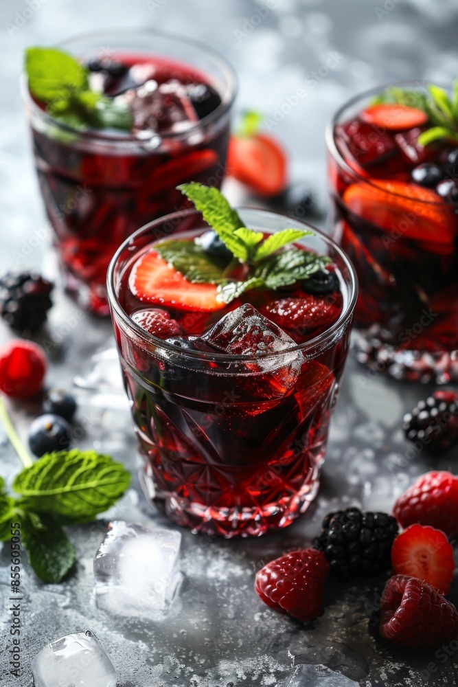 Easy Berry Sangria. Glass of sangria with strawberries, blackberries, and raspberries Easy Berry Sangria. Glass of sangria with strawberries, blackberries, and raspberries