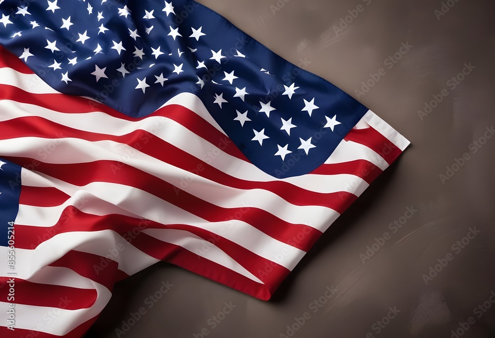 Fototapeta premium United States flag on a dark background with text space. Concept of celebrating Labor Day