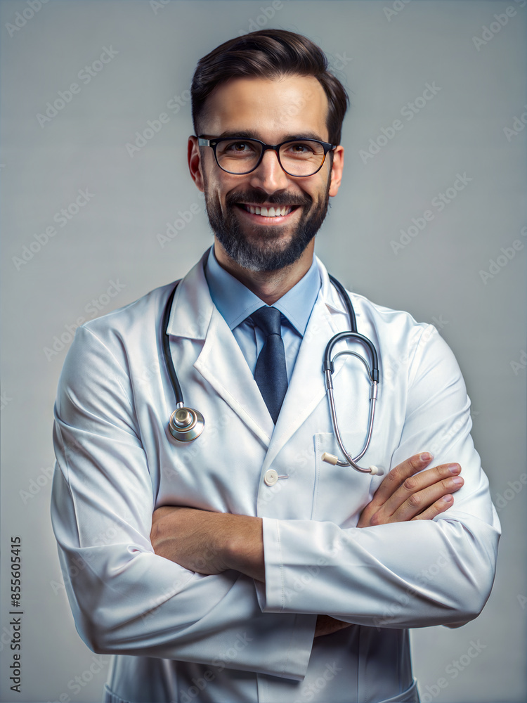 smiling doctor with crossed arms - portrait smiling doctor with crossed arms - portrait