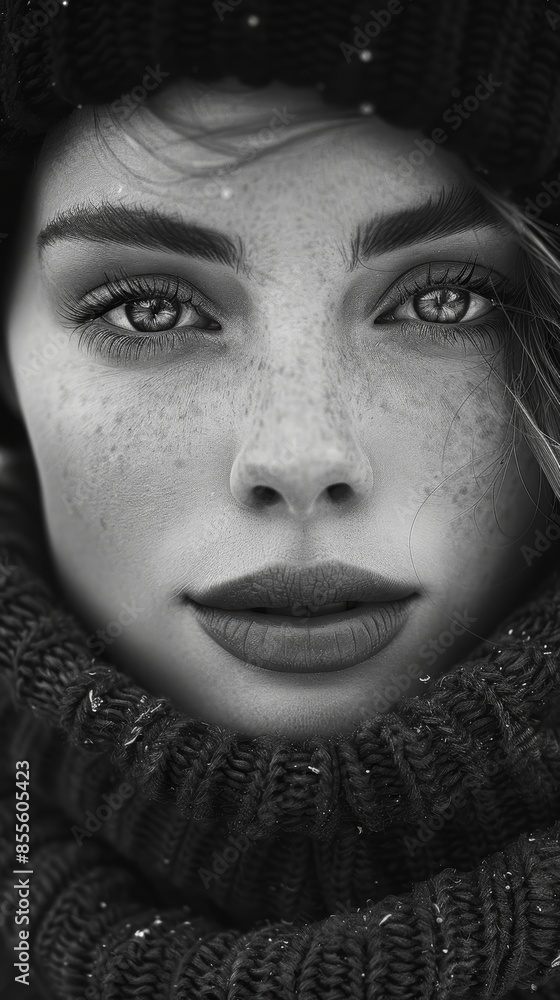 Artistic black and white portrait of a Nordic lady with striking features, nordic beauty, timeless elegance. Artistic black and white portrait of a Nordic lady with striking features, nordic beauty, timeless elegance.