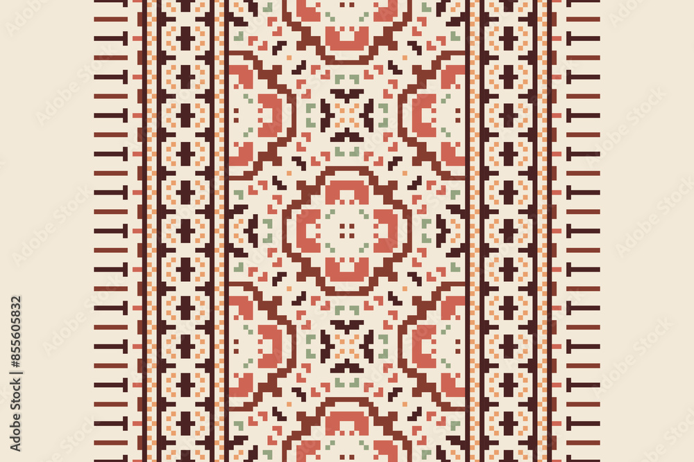 Seamless pattern in patchwork style. Embroidered print for carpet, textile, wallpaper, wrapping paper. Ethnic and tribal motifs. Handwork. Vector illustration. Seamless pattern in patchwork style. Embroidered print for carpet, textile, wallpaper, wrapping paper. Ethnic and tribal motifs. Handwork. Vector illustration.