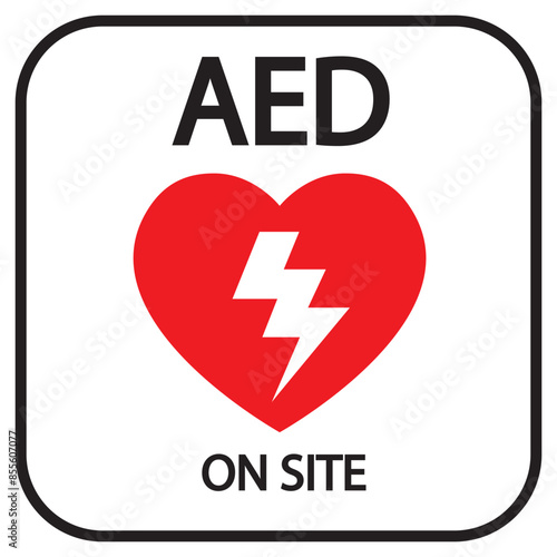 AED,automated external defibrillator aed sign with heart