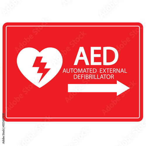 AED,automated external defibrillator aed sign with heart