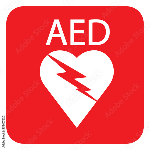 AED,automated external defibrillator aed sign with heart