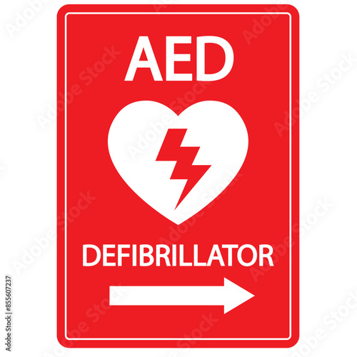 AED,automated external defibrillator aed sign with heart