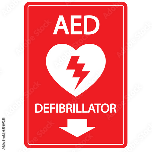 AED,automated external defibrillator aed sign with heart