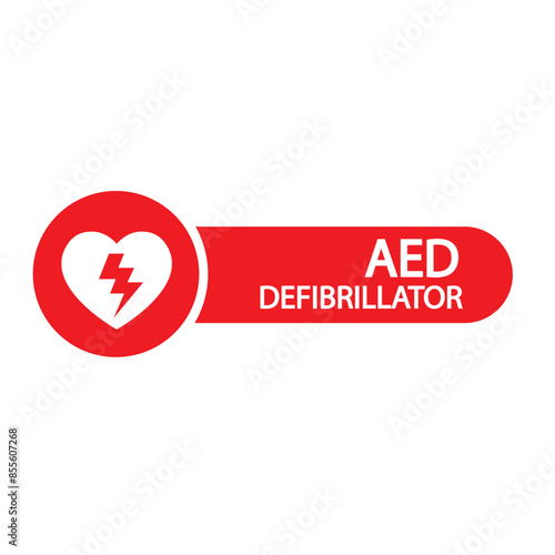 AED,automated external defibrillator aed sign with heart