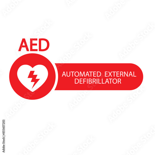 AED,automated external defibrillator aed sign with heart