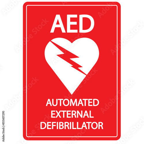 AED,automated external defibrillator aed sign with heart