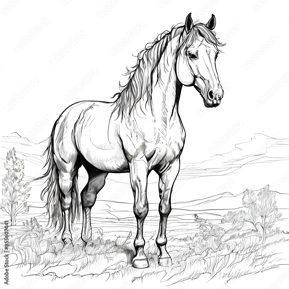 Fototapeta premium Süsses Pferd zum ausmalen