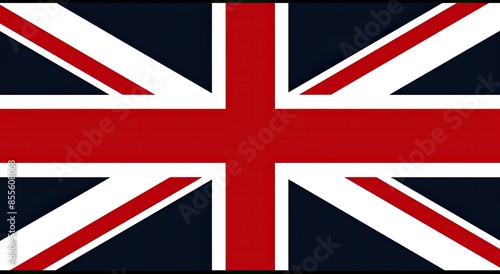 A British flag waves in the wind against a white background photo