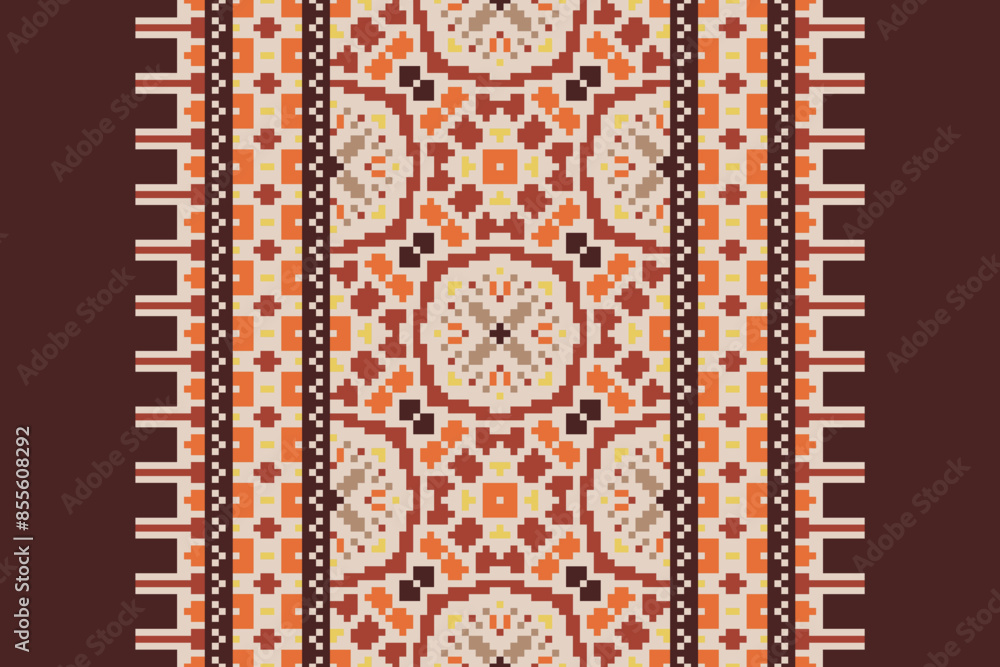 Seamless pattern in patchwork style. Embroidered print for carpet, textile, wallpaper, wrapping paper. Ethnic and tribal motifs. Handwork. Vector illustration. Seamless pattern in patchwork style. Embroidered print for carpet, textile, wallpaper, wrapping paper. Ethnic and tribal motifs. Handwork. Vector illustration.