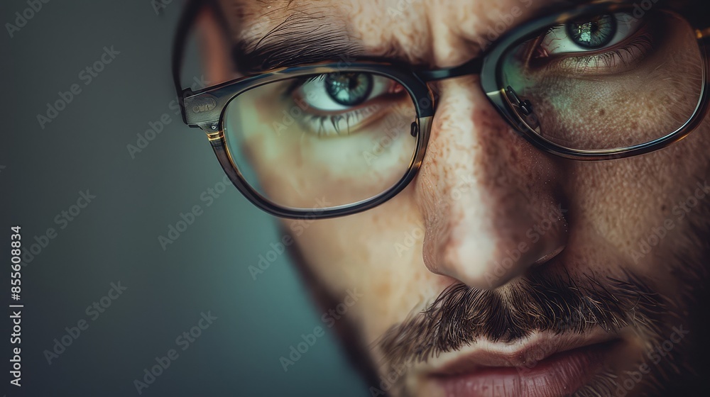 Half turned photo portrait of serious focused concentrated thoug Half turned photo portrait of serious focused concentrated thoug
