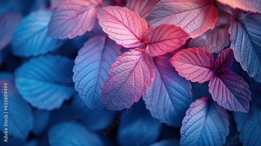 Blue and Pink Leaves in Close-Up Blue and Pink Leaves in Close-Up