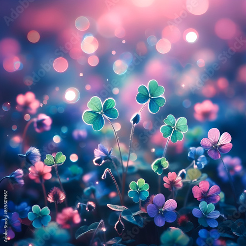 Wallpaper Mural four leaf clover.Generative AI Torontodigital.ca