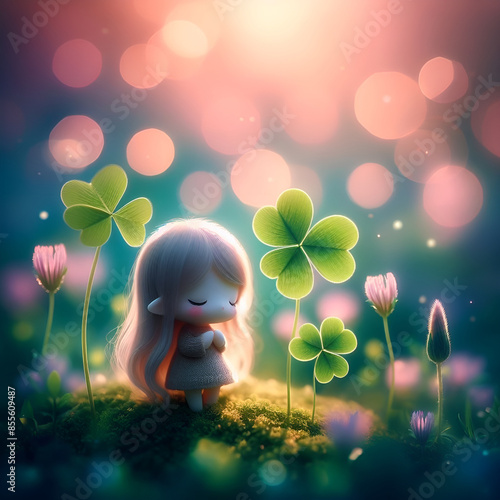 Wallpaper Mural four leaf clover.Generative AI Torontodigital.ca