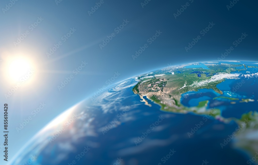 Fototapeta premium 3d rendering of the earth with north america and mexico