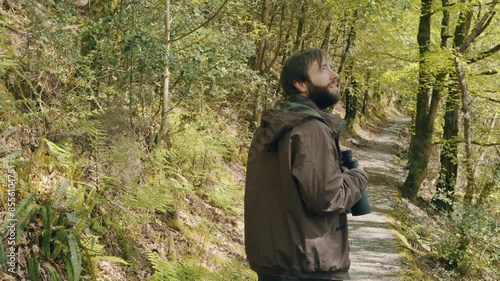 Wallpaper Mural Young Male Birdwatcher Hobbyist Filmed from Behind Observing Nature Enjoying Great Outdoors Torontodigital.ca