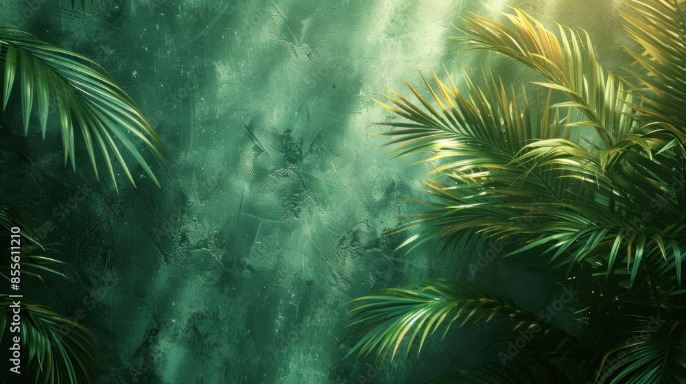 Obraz premium Tropical Green Wall with Sunlight