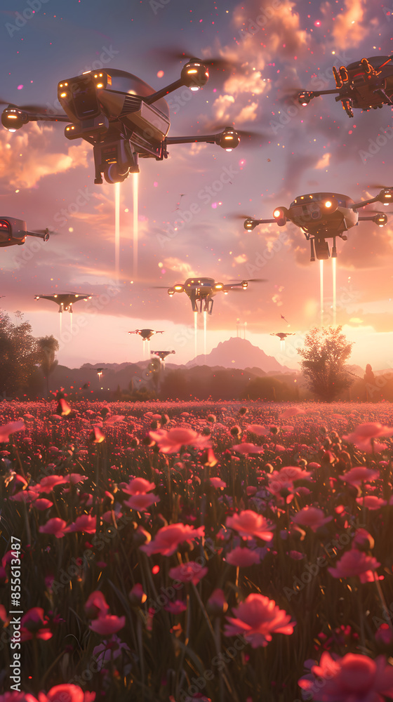 Naklejka premium drone with flower
