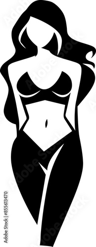 Sexy woman silhouette in black color. Vector template design illustration.