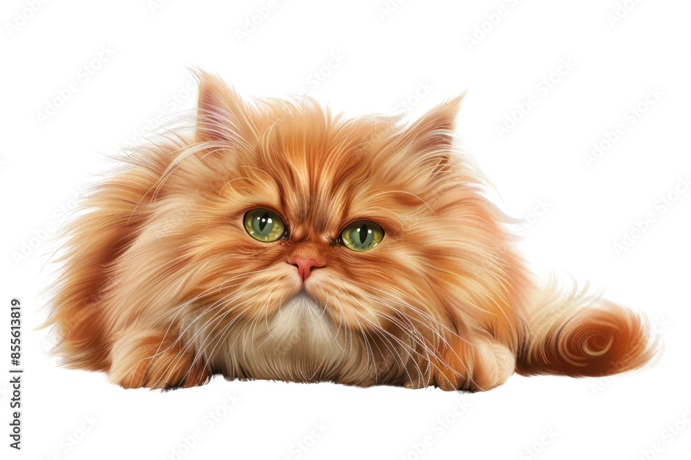 Adorable fluffy orange Persian cat lying down with a relaxed expression. Perfect for pet-themed content or animal lovers. Adorable fluffy orange Persian cat lying down with a relaxed expression. Perfect for pet-themed content or animal lovers.