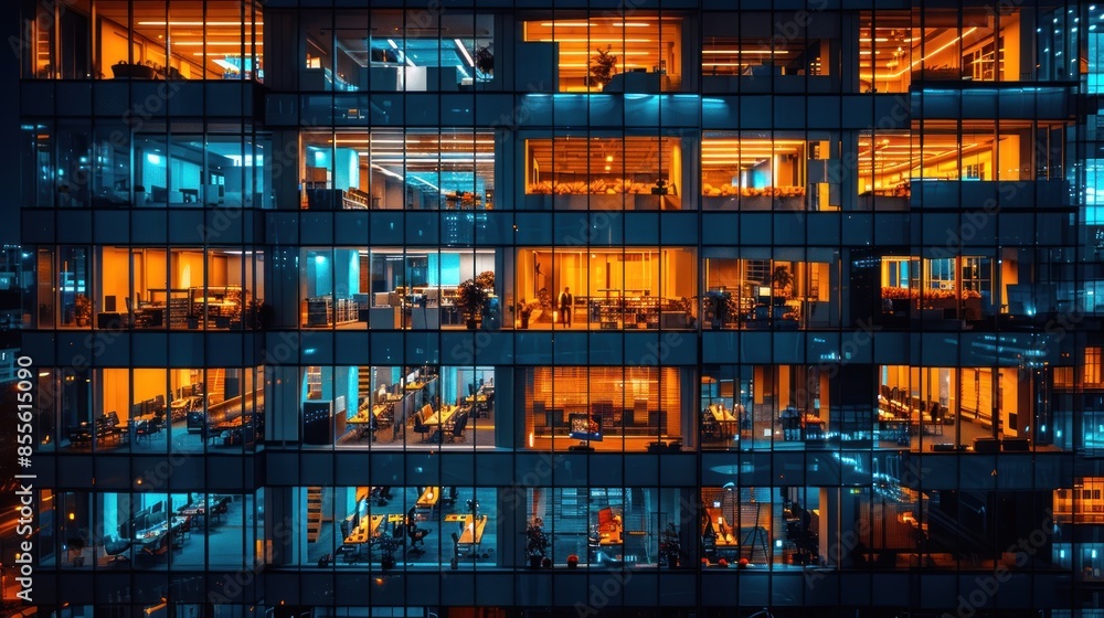 Illuminated Office Building at Night Illuminated Office Building at Night